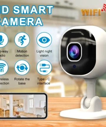 Interior Camera WiFi Waterproof HD Night Vision 2-Way Audio AI Detection Home Baby Pets Security Surveillance Camera IP Cameras