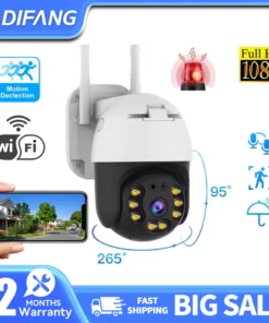 Security Camera System WiFi Camera Wireless Outdoor Full Color Night Vision Video Surveilliance with Smoke Alarm Detection
