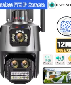 6K 12MP WiFi Security Camera ICSee Smart Three Lens 8X Zoom Video Surveillance IP Camera CCTV Auto Tracking 360 Wireless Outdoor