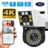 4K 8MP WiFi Security Camera Outdoor 1080P Dual Lens Dual Screen Camera Ai Human Automatic Tracking CCTV Dual Lens Camera
