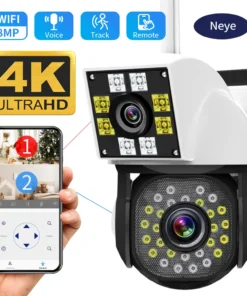 4K 8MP WiFi Security Camera Outdoor 1080P Dual Lens Dual Screen Camera Ai Human Automatic Tracking CCTV Dual Lens Camera